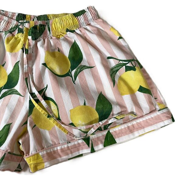 8 Oak Lane XS/S Pink White Stripe Lemon Print Sleep Shorts 100% Cotton - Picture 7 of 16